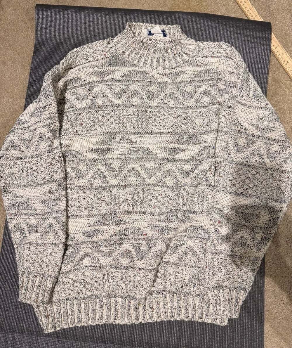 Campana Classics Vintage 90s Geometric Turtleneck Cotton Blend Pullover Sweater